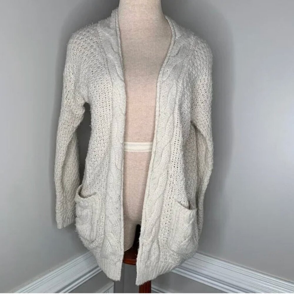 Altar'd State Cream Cable Knit Open Front Cardigan Size Small
